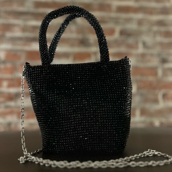 Jessica McClintock Tiny Black Purse with removable strap - Picture 5 of 9